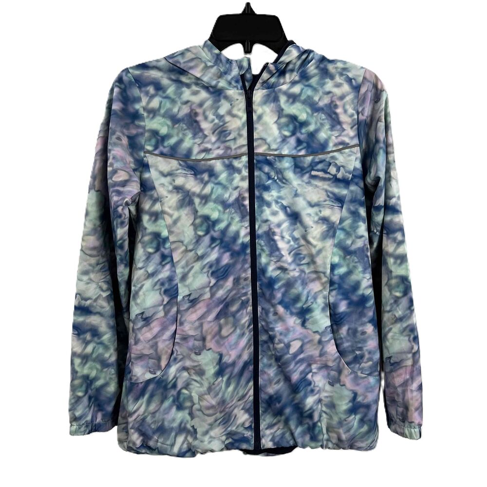 All In Motion Blue Purple Lined Windbreaker Hooded Reflective Girls Extra‎ Large